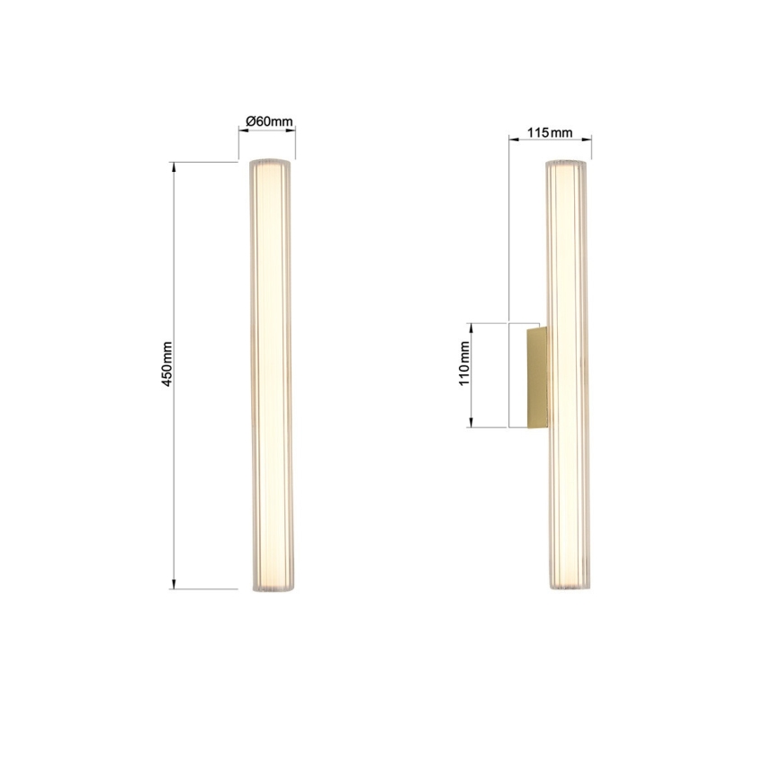 Illuminazione a LED per specchio da bagno LINEA LED/8W/230V 3000/4000/6000K IP44 45 cm oro