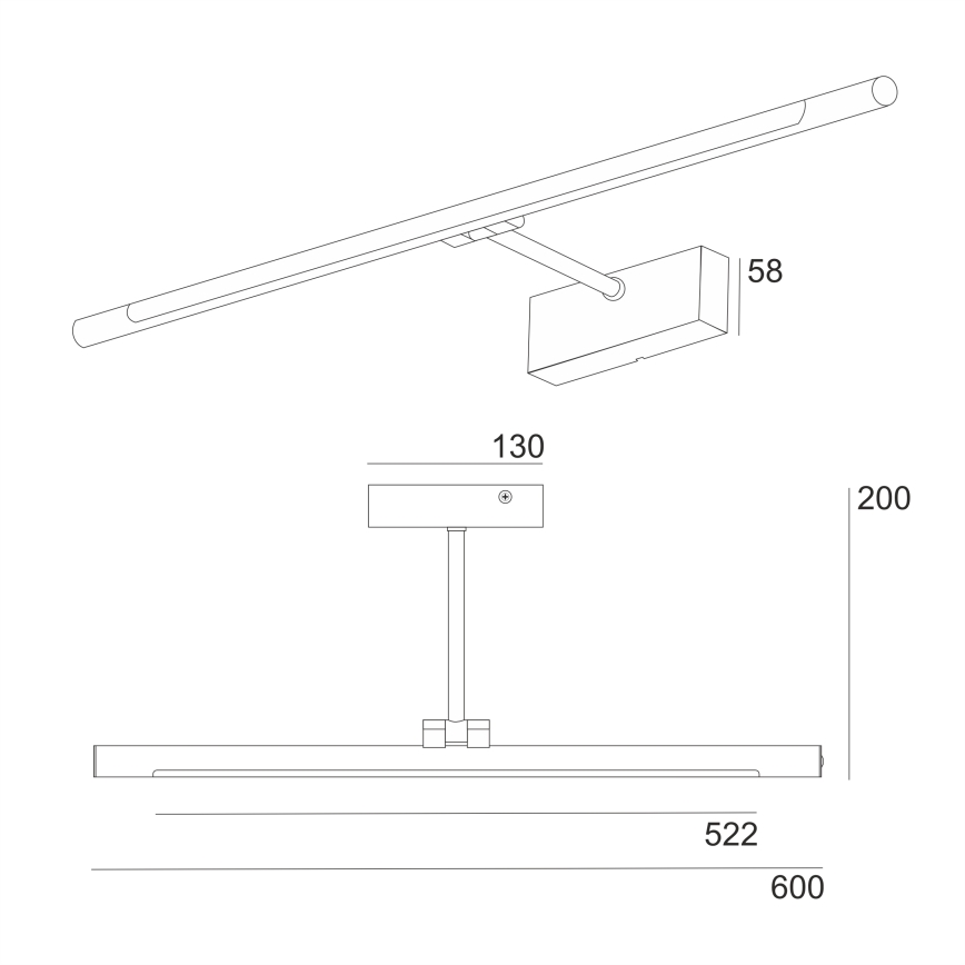 Illuminazione per specchio da bagno MIRROR LED/8W/230V 4000K IP44 60 cm nero