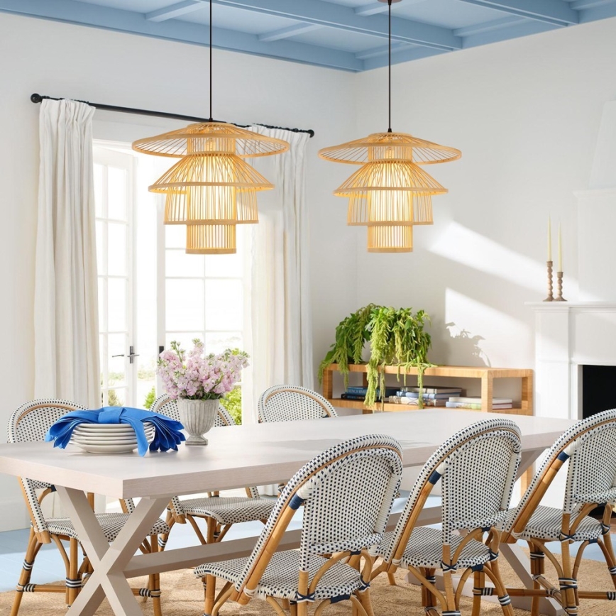 Lampadario a sospensione con filo PINCHOS 1xE27/40W/230V diametro 50 cm bambù