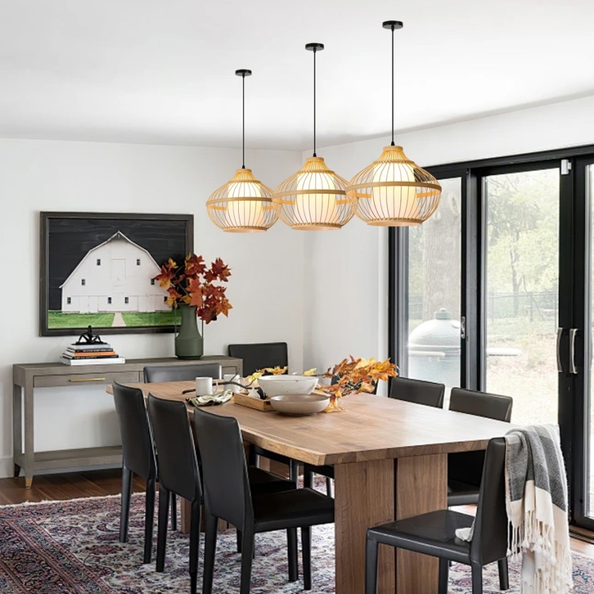 Lampadario a sospensione con filo PINCHOS 1xE27/40W/230V diametro 40 cm bambù