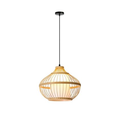 Lampadario a sospensione con filo PINCHOS 1xE27/40W/230V diametro 40 cm bambù
