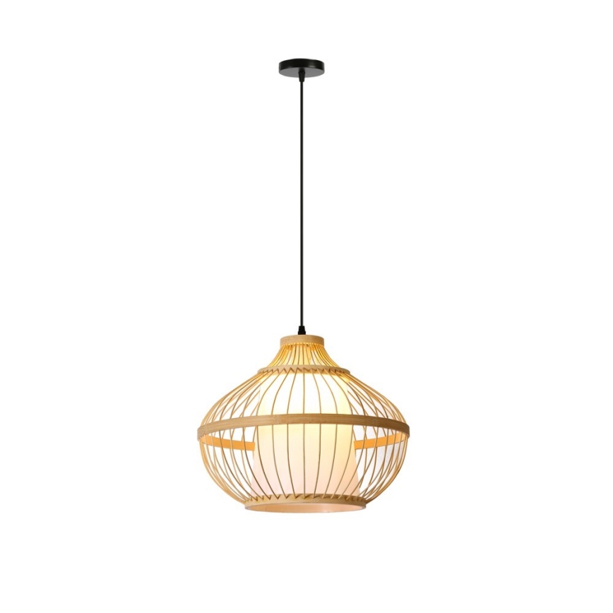 Lampadario a sospensione con filo PINCHOS 1xE27/40W/230V diametro 40 cm bambù