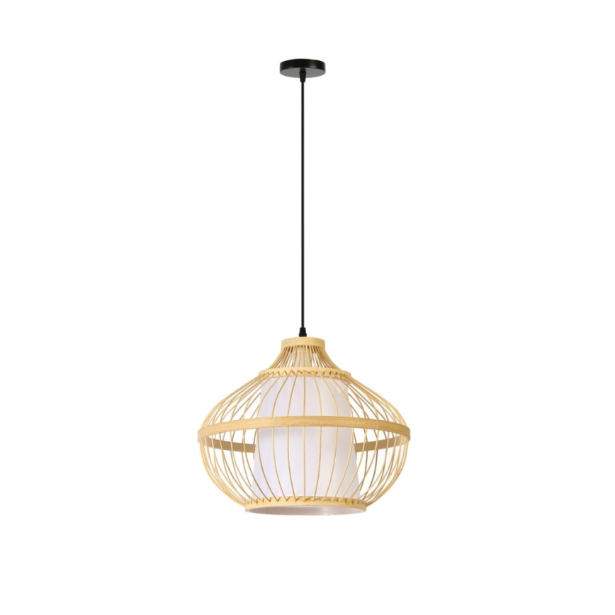 Lampadario a sospensione con filo PINCHOS 1xE27/40W/230V diametro 40 cm bambù