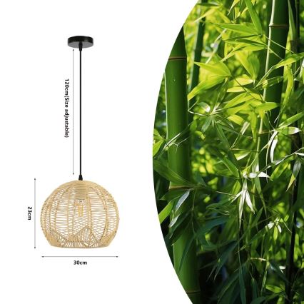 Lampadario a sospensione con filo PELO 1xE27/40W/230V diametro 30 cm rattan