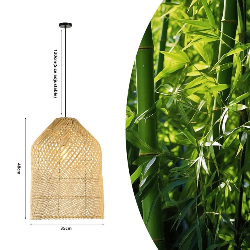 Lampadario a sospensione con filo PELO 1xE27/40W/230V diametro 35 cm rattan