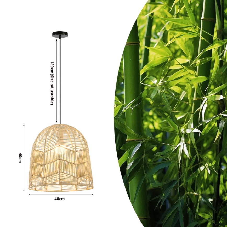 Lampadario a sospensione con filo PELO 1xE27/40W/230V diametro 40 cm rattan