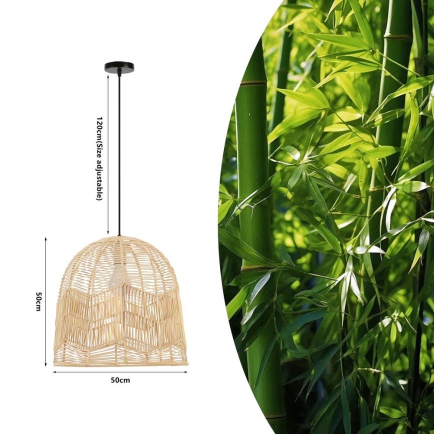 Lampadario a sospensione con filo PELO 1xE27/40W/230V diametro 50 cm rattan