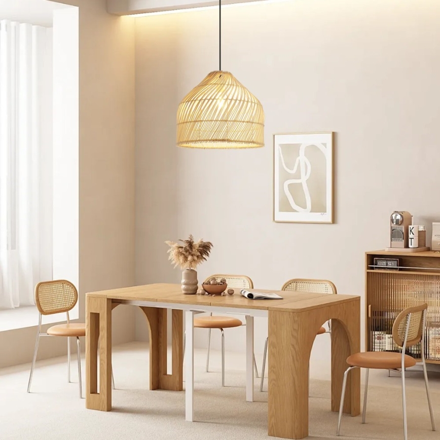 Lampadario a sospensione con filo PELO 1xE27/40W/230V diametro 40 cm rattan