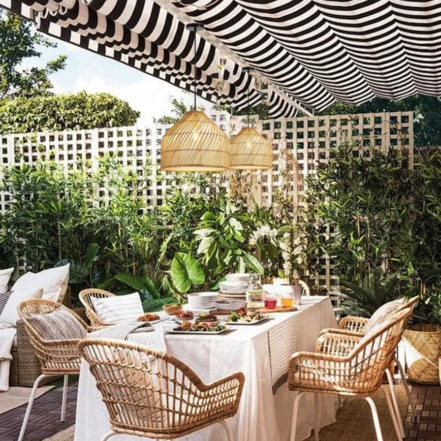 Lampadario a sospensione con filo PELO 1xE27/40W/230V diametro 40 cm rattan