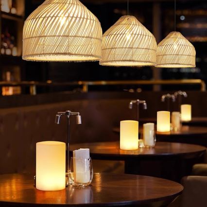 Lampadario a sospensione con filo PELO 1xE27/40W/230V diametro 40 cm rattan