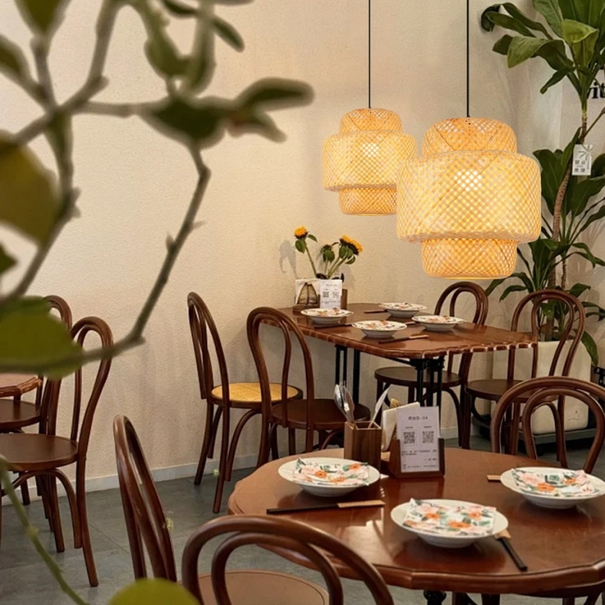 Lampadario a sospensione con filo HILO 1xE27/40W/230V diametro 38 cm bambù