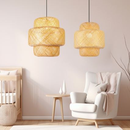 Lampadario a sospensione con filo HILO 1xE27/40W/230V diametro 38 cm bambù