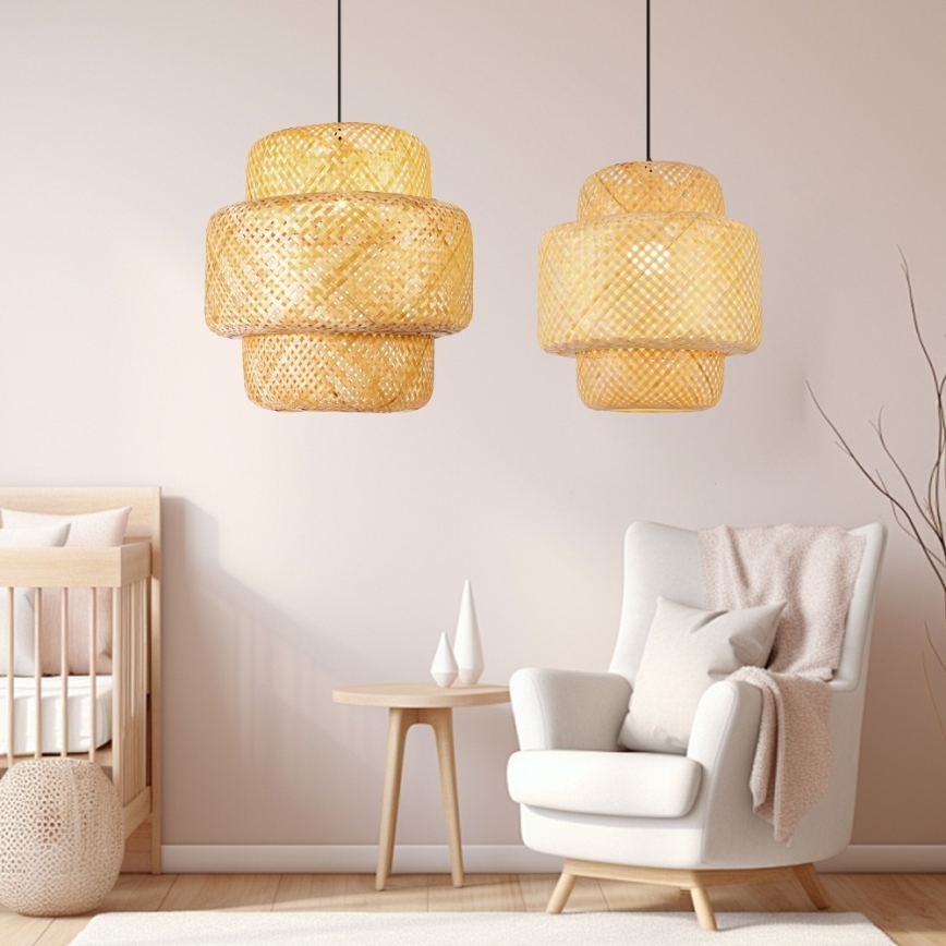 Lampadario a sospensione con filo HILO 1xE27/40W/230V diametro 38 cm bambù