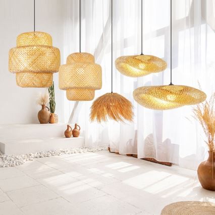 Lampadario a sospensione con filo HILO 1xE27/40W/230V diametro 38 cm bambù
