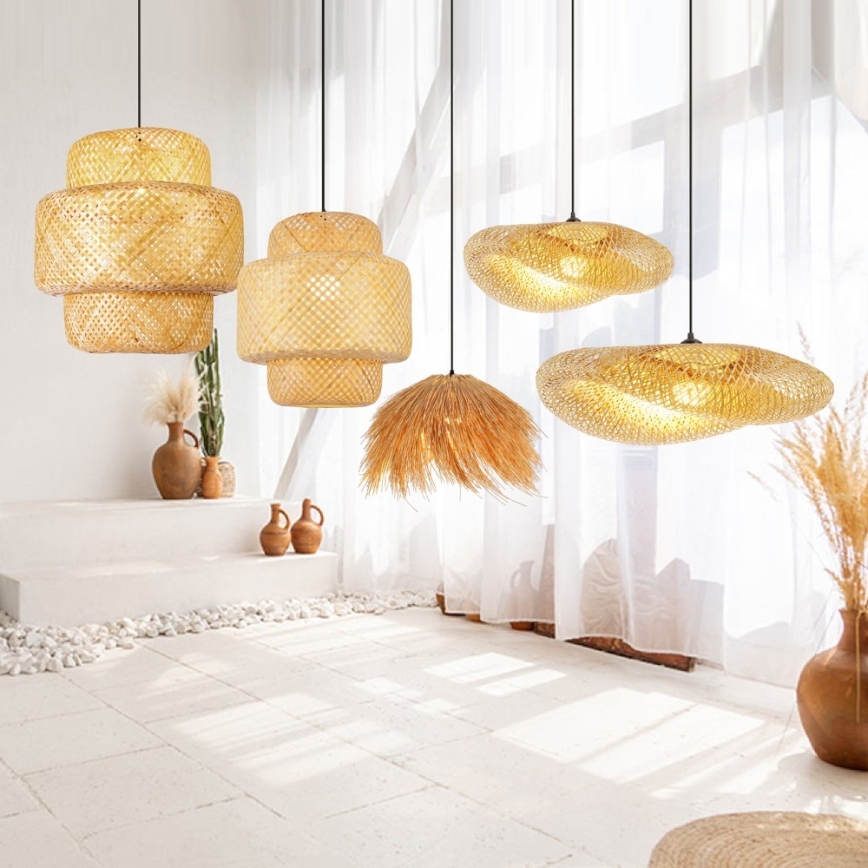 Lampadario a sospensione con filo HILO 1xE27/40W/230V diametro 38 cm bambù