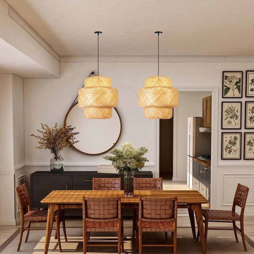 Lampadario a sospensione con filo HILO 1xE27/40W/230V diametro 47 cm bambù