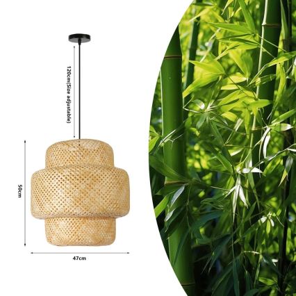 Lampadario a sospensione con filo HILO 1xE27/40W/230V diametro 47 cm bambù