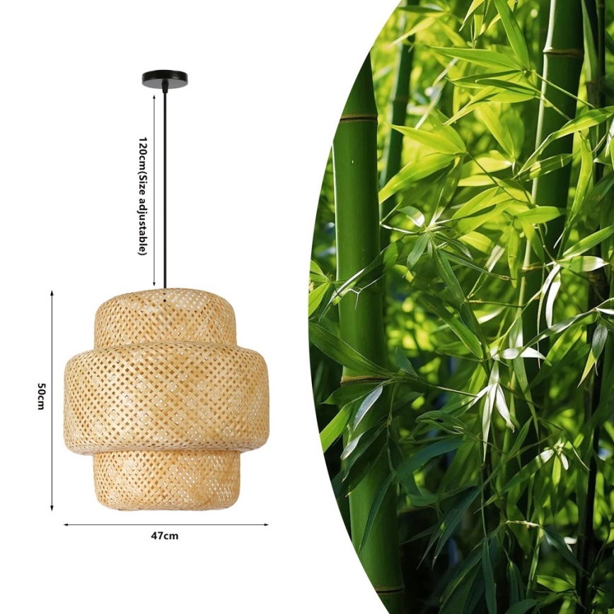 Lampadario a sospensione con filo HILO 1xE27/40W/230V diametro 47 cm bambù