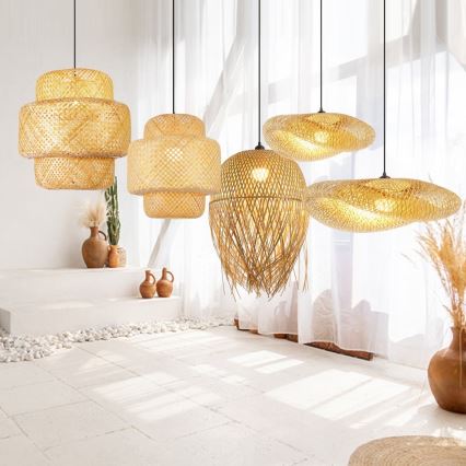 Lampadario a sospensione con filo HILO 1xE27/40W/230V diametro 45 cm bambù