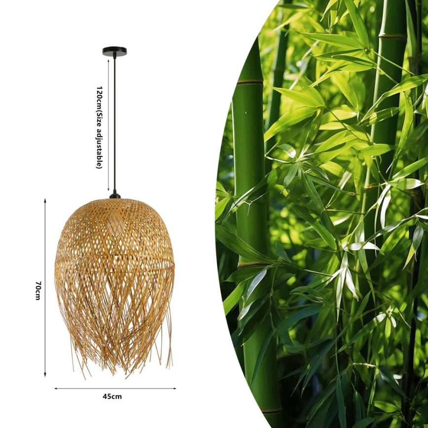 Lampadario a sospensione con filo HILO 1xE27/40W/230V diametro 45 cm bambù