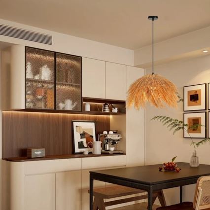 Lampadario a sospensione con filo NATURALEZA 1xE27/40W/230V diametro 55 cm rattan
