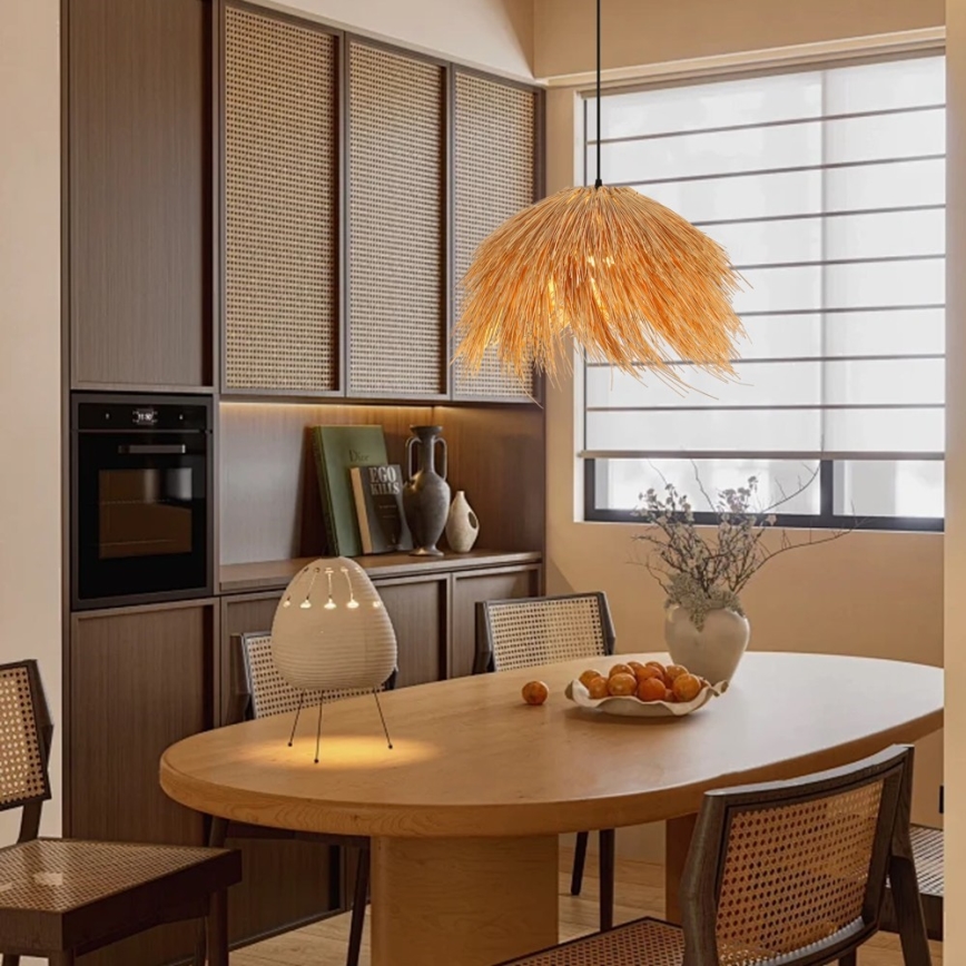 Lampadario a sospensione con filo NATURALEZA 1xE27/40W/230V diametro 55 cm rattan