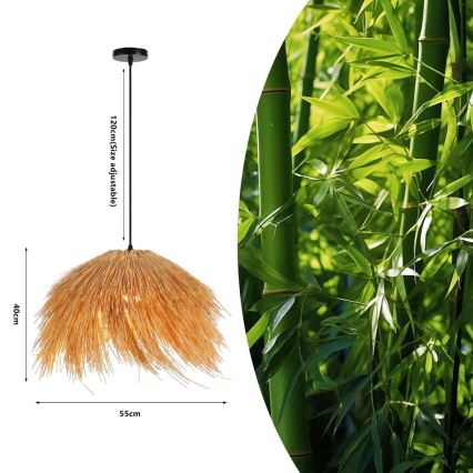 Lampadario a sospensione con filo NATURALEZA 1xE27/40W/230V diametro 55 cm rattan