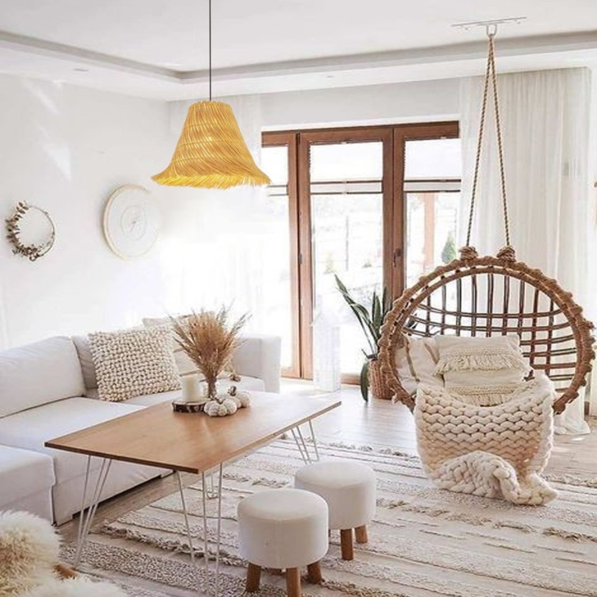 Lampadario a sospensione con filo NATURALEZA 1xE27/40W/230V diametro 45 cm rattan