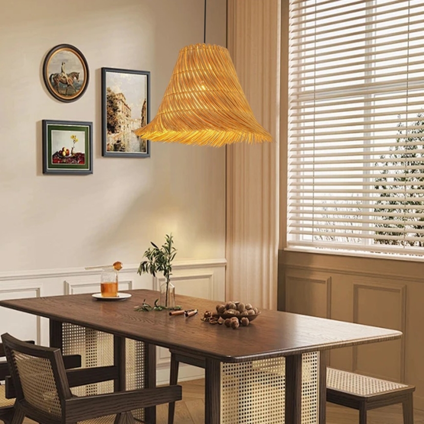 Lampadario a sospensione con filo NATURALEZA 1xE27/40W/230V diametro 45 cm rattan