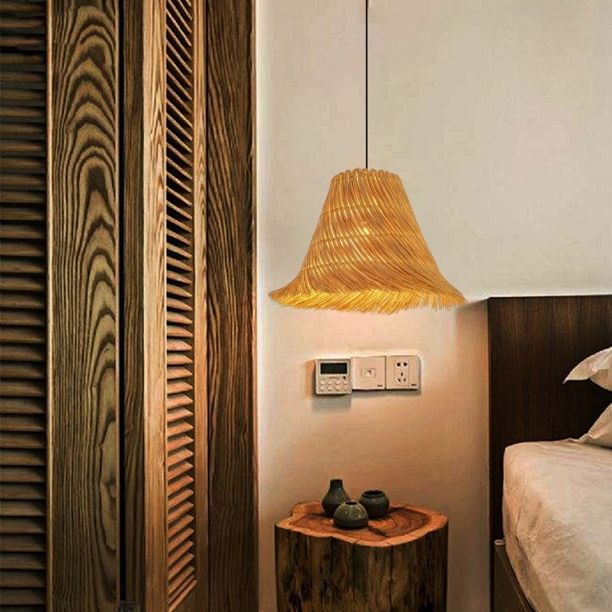 Lampadario a sospensione con filo NATURALEZA 1xE27/40W/230V diametro 45 cm rattan