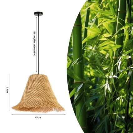 Lampadario a sospensione con filo NATURALEZA 1xE27/40W/230V diametro 45 cm rattan