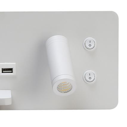 Immax 08286L - LED Faretto da parete con ripiano, porta USB e ricarica wireless Be PREPARE LED/3W/230V + LED/3W bianco