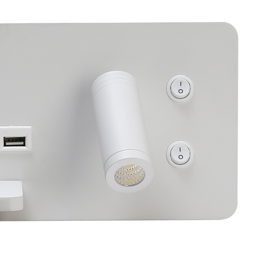 Immax 08286L - LED Faretto da parete con ripiano, porta USB e ricarica wireless Be PREPARE LED/3W/230V + LED/3W bianco