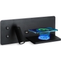 Immax 08287L - LED Faretto da parete con ripiano, porta USB e ricarica wireless Be PREPARE LED/3W/230V + LED/3W nero