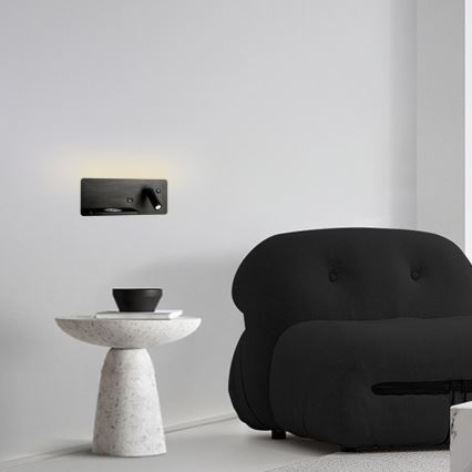 Immax 08288L - LED Faretto da parete con ripiano, porta USB e ricarica wireless Be PREPARE LED/3W/230V + LED/3W nero