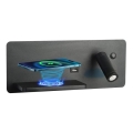 Immax 08288L - LED Faretto da parete con ripiano, porta USB e ricarica wireless Be PREPARE LED/3W/230V + LED/3W nero