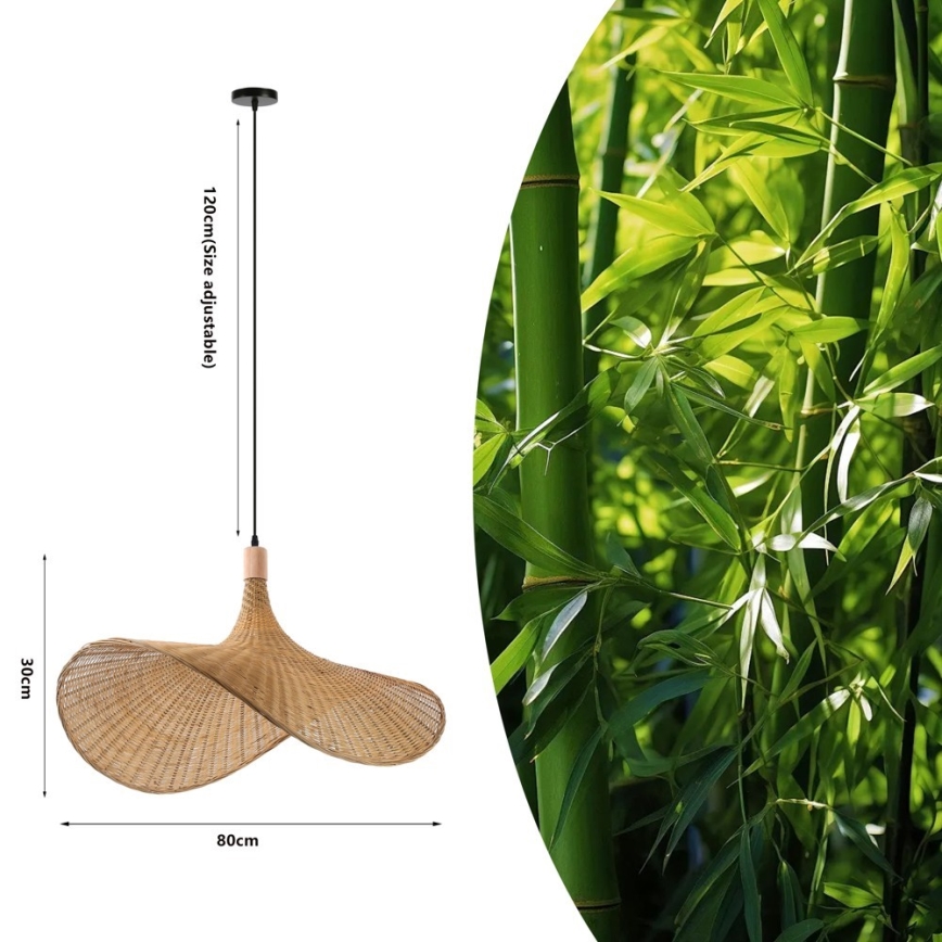 Immax 08290L - Lampadario a sospensione con filo SOMBRERO 1xE27/40W/230V diametro 80 cm rattan