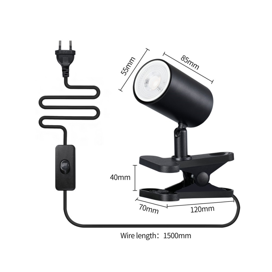Lampada a clip PUNTO 1xGU10/9W/230V nera