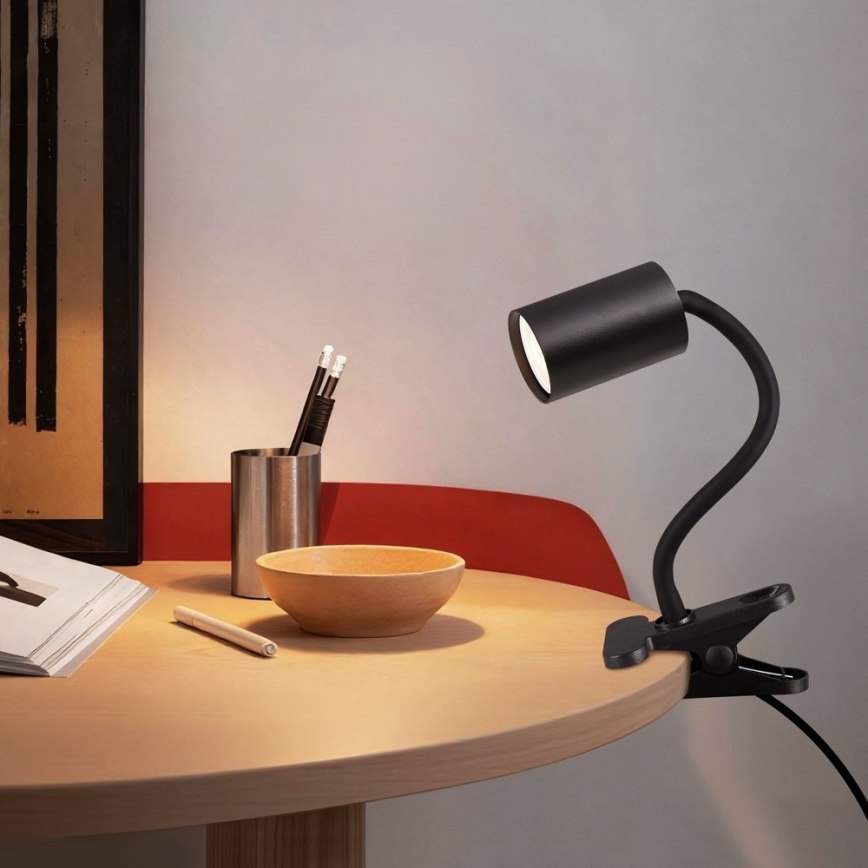 Lampada flessibile con clip PUNTO 1xGU10/9W/230V nera