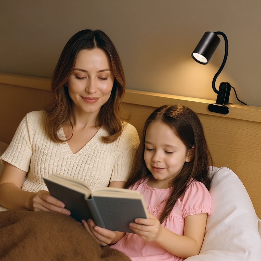 Lampada flessibile con clip PUNTO 1xGU10/9W/230V nera