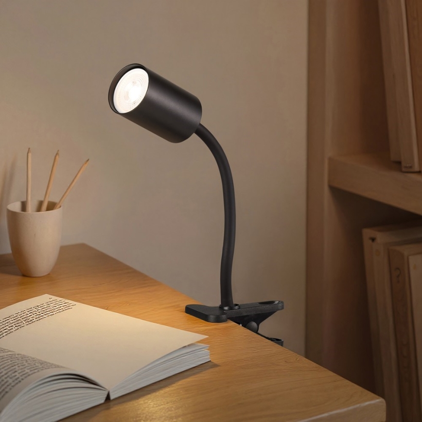 Lampada flessibile con clip PUNTO 1xGU10/9W/230V nera