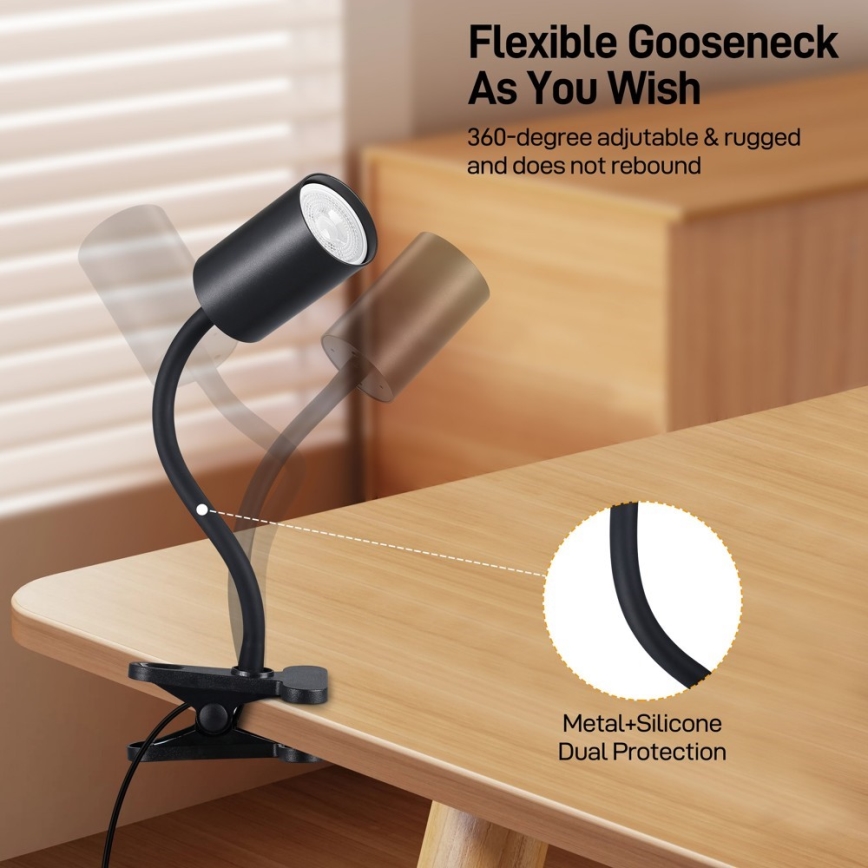 Lampada flessibile con clip PUNTO 1xGU10/9W/230V nera