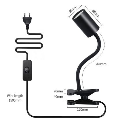 Lampada flessibile con clip PUNTO 1xGU10/9W/230V nera