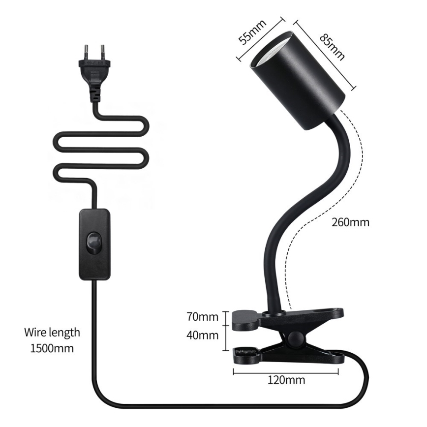 Lampada flessibile con clip PUNTO 1xGU10/9W/230V nera