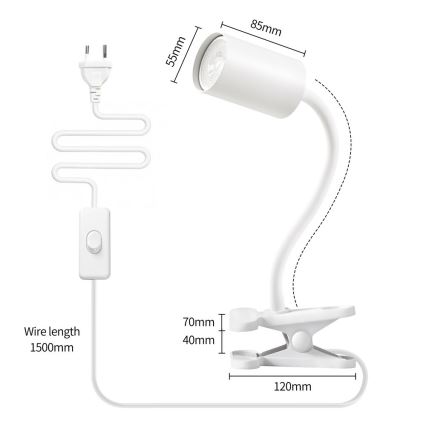 Lampada flessibile con morsetto PUNTO 1xGU10/9W/230V bianca
