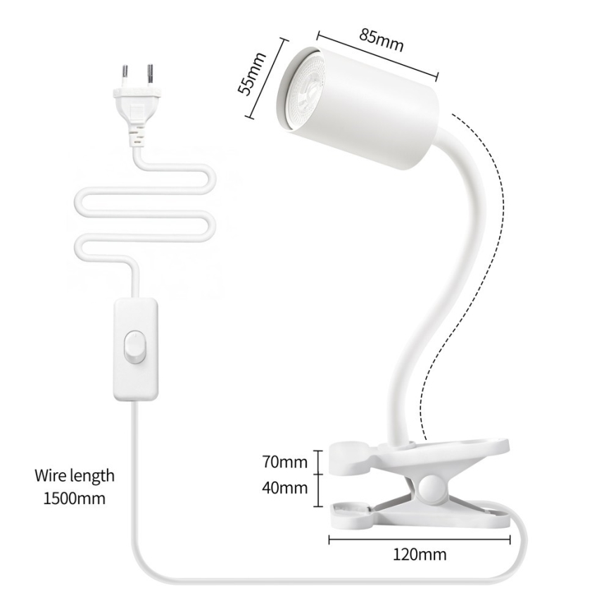 Lampada flessibile con morsetto PUNTO 1xGU10/9W/230V bianca