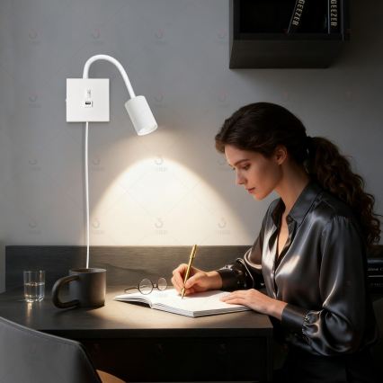 Lampada da parete con USB PUNTO 1xGU10/9W/230V bianca
