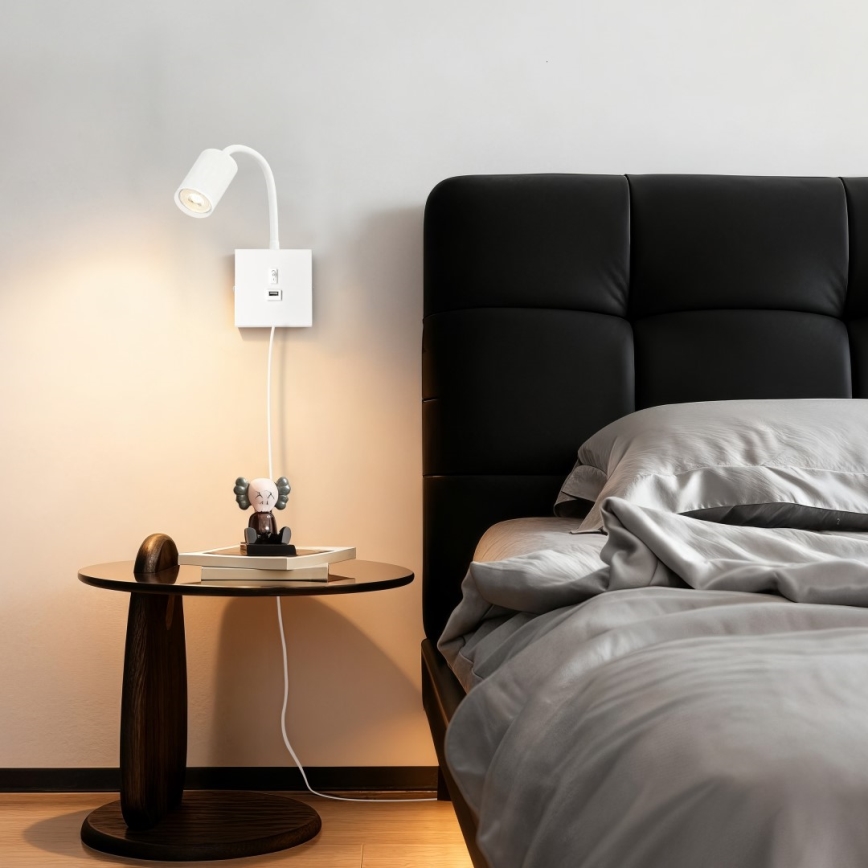 Lampada da parete con USB PUNTO 1xGU10/9W/230V bianca
