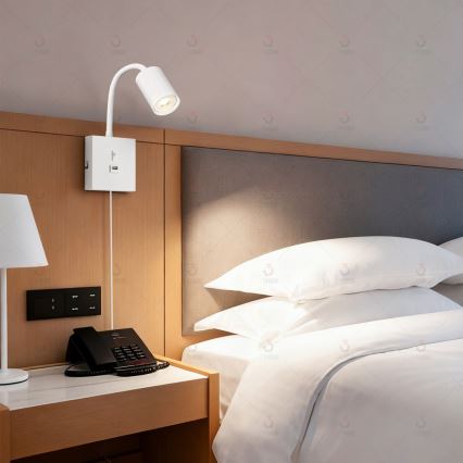 Lampada da parete con USB PUNTO 1xGU10/9W/230V bianca