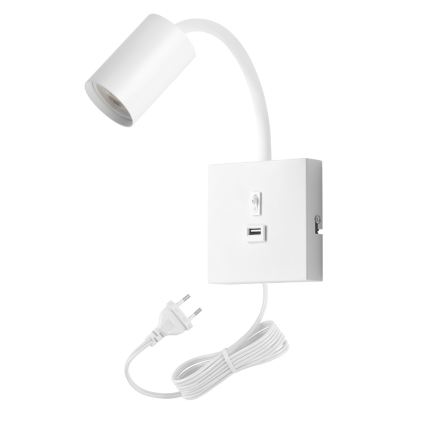 Lampada da parete con USB PUNTO 1xGU10/9W/230V bianca